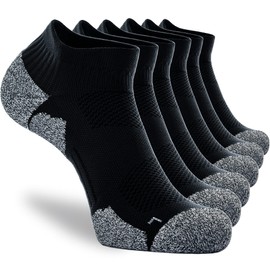 CWVLC Unisex Cushioned Compression Athletic Ankle Socks Multipack, 6-pairs Black, XL (13.5-15.5 W US/ 12-14 M US)