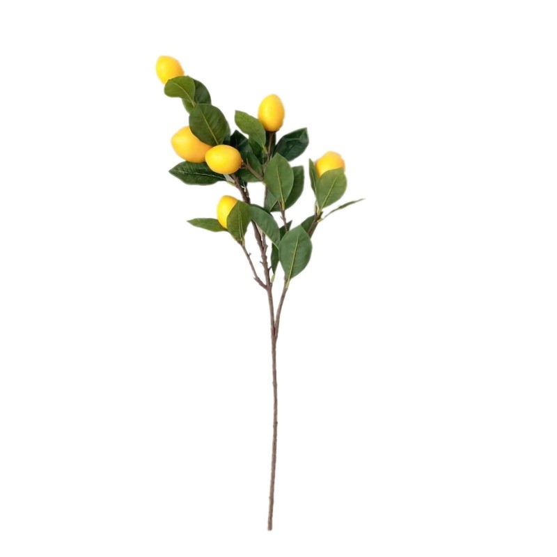Artificial Lemon Branch 65cm Yellow Lemon Long Branches Leaves Green
