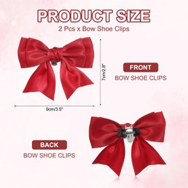 PATIKIL Women Bow Shoe Clips, 2 Pcs Satin Elegant Detachable Bowknot Shoe Clip, Cute Embellishment Shoe Buckle for Decoration Wedding Party, Dark Red