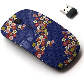CJCBROES 2.4G Wireless Mouse with Cute Pattern Design for All Laptops and Desktops with Nano Receiver - Japanese Cherry Blossom Ornament