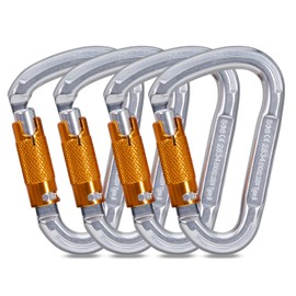 Carabiner Climbing Equipment, Aluminium Carabiner Hook for Hammock, Swing, Camping, Fishing, Outdoor Equipment (25KN, 4 Pack)