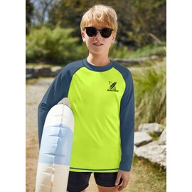 BesserBay Big Boys Yellow Navy Breathable Rashguard UPF 50+ Summer Long Sleeve Sun Vest 11-12 Years