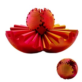 RMISODO Gear Ball Spin Ball, Gear Sphere, Gear Ball Fidget Toy, Gear Toy for Stress and Anxiety Relaxing, Gear Ball Pop Fidget Toy for Adults. (Red and Gold Gradient)