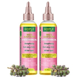 Rose & Castor Hair Oil for Hair Growth Strengthening Hair Serum - Black Castor Oil for Thin, Dry, Damaged, Curly, Wavy, Coily, Frizzy & Beard, Hairfall Hair - Pure Organic Serum Scalp Treatment