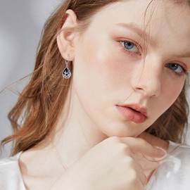 Hummingbird Earrings 925 Sterling Silver Black Onyx Dangle Drop Earrings Filigree Hummingbird Jewellery Gift for Women Girls