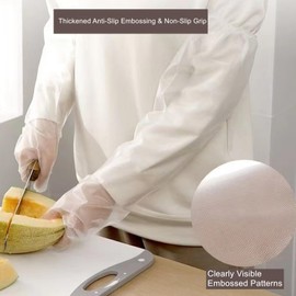 Hipifans Long Sleeve Cleaning Gloves, 10Pcs/Set Reusable & Waterproof Protective Rubber Gloves for Household Duties, Kitchen, Dishwashing, Gardening - 23.6 Inch