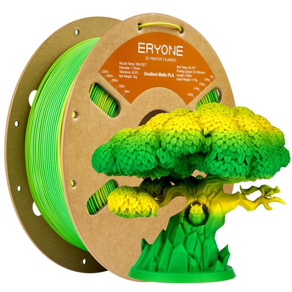 ERYONE Matte Gradient Rainbow 3D Printer PLA Filament 1.75 +/-