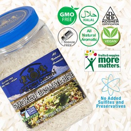 Golden Crown Smoked Basmati Rice, Premium Quality Gluten-Free & Vegan, Non-GMO Smoked Kitchen Rice, Aromatic Long-Grain Tasty & Delicious Himalayas Basmati Rice - 32 oz (2LB)