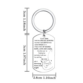 BESPMOSP Son Gifts Inspirational Keyring Christmas Birthday Gifts for Son from Mom Dad Keychain to Teen Boys Best Wishes Hope Keyring My Love With It Morning, Noon, And Night (Son Keyring)