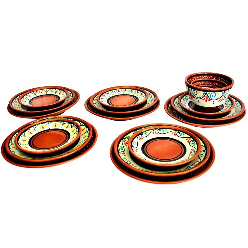 Cactus Canyon Ceramics Spanish Terracotta 5-Piece Salad Plate Set, White