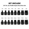CASOMAN 16 Piece 3/8 Inch Drive Low Profile Impact Hex