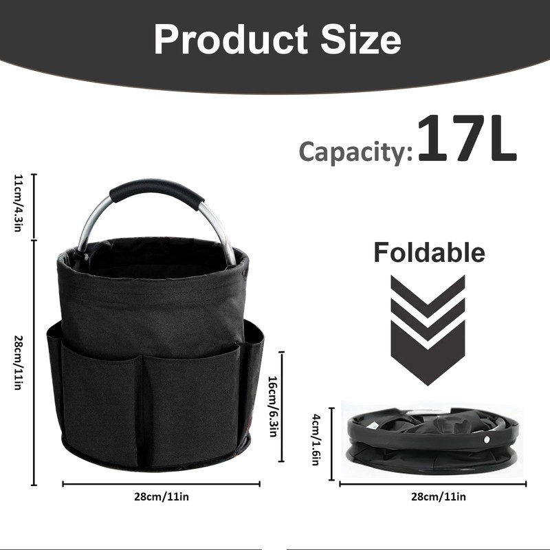 abcmilz 17L Cleaning Caddy with Handle, Cleaning Supplies Organizer, Foldable