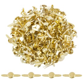 BETESSIN 200pcs Mini Brads Round Gold Pattern Clips Metal Round Head Clips 8 mm Closure Clips Pattern Bag Clips Letter Clips for DIY Scrapbooking Crafts