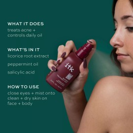 ITK Blemish Treatment Mist 3.3 Oz Refreshing Serum for Acne Prone Skin