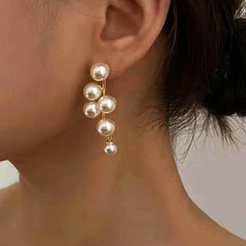 Cybche Perlenohrringe Traubenperlen Ohrringe Perlencluster Ohrringe Gold Perlen Quaste Ohrstecker Perle Hochzeit Ohrringe Schmuck Für Frauen