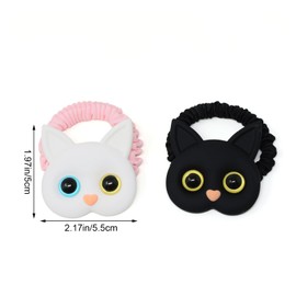 yueton 2 Pack Cute Cat Resin Bands Unique Different Pupils Cat Hair Bands High Ponytail Holders for Women Thick Tin Hair