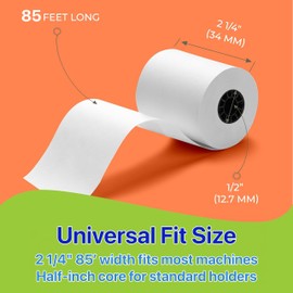 Pokanic Thermal Receipt Paper Rolls [2 1/4" x 85'] x [30 Rolls] Compatible with Clover Mini Mobile Square POS System Credit Card Machine Calculators Star Printers (2.25" x 85', 30 Rolls)