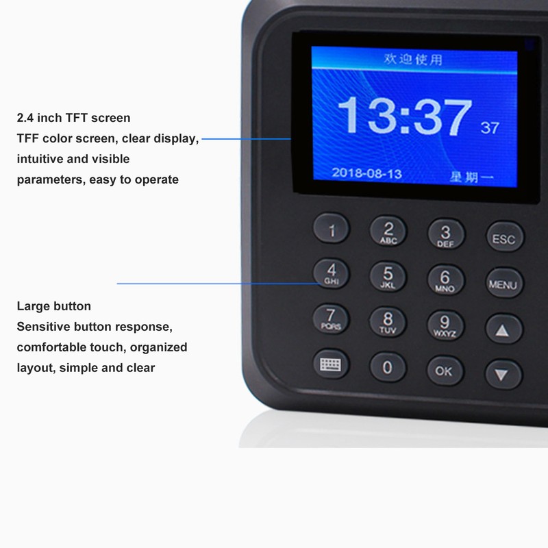 Fingerprint Time Attendance Machine Multi Languages Voice Reminder Fingerprint Password