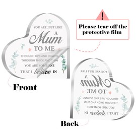 Step-Mom Gifts,Gift for Bonus Mom,You are Just Like A Mom to Me Sign Acrylic Heart Plaque,Gift for Stepmother Birthday Christmas Mother' Day, Appreciation Gifts for Step-Mom A526