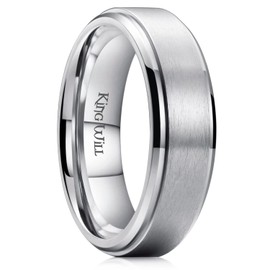 King Will Basic 7mm Mens Titanium Wedding Ring Brushed Finished Wedding Band Comfort Fit Stepped Edge7