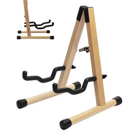 STRICH Wood Guitar Stand, A-Style Folding Acoustic Floor Guitar Stand, Portable Solid Wood Electric Guitars Holder (Color Oak Wood)