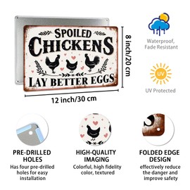 Spoiled Chickens Lay Better Eggs Metal Tin Sign Rustic Farmhouse Kitchen Decor Chicken Coop Accessories Farmhouse Home Kitchen Wall Art Decor 8x12 Inch