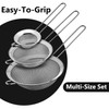 3X Kitchen Sieves Stainless Steel Mesh Design Long Handle Food