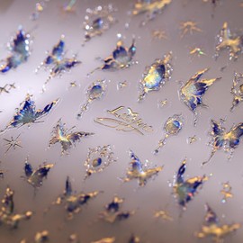 Spring Nails Stickers Blue Butterfly Nails Sticker 3D Embossed Self Adhesive Sticker Silver Designs Nail Decals Shining Butterflies Nail Art Decals Summer Decals for Nail DIY Manicure 1Sheets