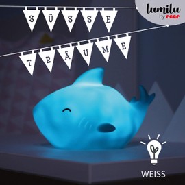 reer Lumilu Sea Life Shark Cute Shark Night Light, Great Christening Gift, Birthday Gift for Boys and Girls, Blue, 52303