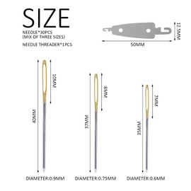 1 Set of 22, 24, 26 Blunt Cross Stitch Gold Tail Embroidery Needles, Embroidery Needles, Hole Needle Embroidery Kit, Tapestry Needles, Thick Embroidery Needles [30 Pieces Mixed]