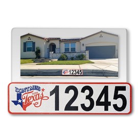 Curb-N-Sign® Texas Curb Wrap®, Reflective Aluminum Peel and Stick Curb Address Decals (Don't Mess With texas)