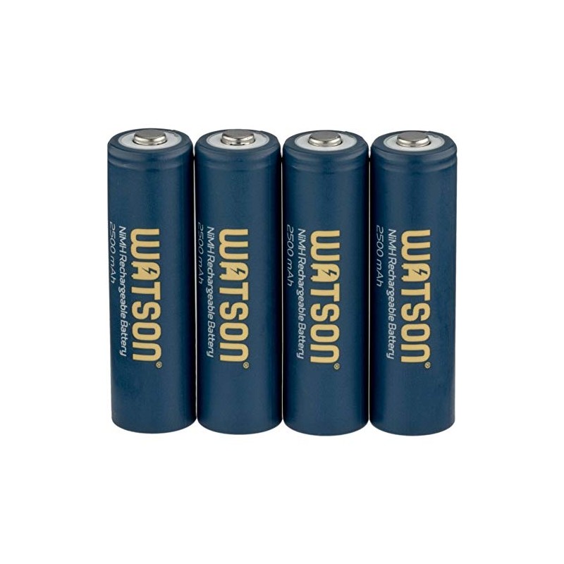 Watson AA NiMH Rechargeable Batteries (2500mAh, 1.2V, 4-Pack)