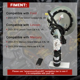 E2336S Electric Fuel Pump Module Assembly Compatible with Ford Crown Victoria & Compatible with Lincoln Town Car & Grand Marquis 2003-2010, Marauder 2003 2004, V8 4.6L, Replace# 4W1Z9H307AA