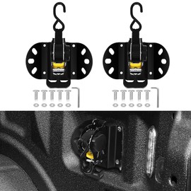 XCBYT Ford F150 Retractable Ratchet Straps for 2015–2024, 1322 lbs Break Strength, 450 lbs Load Capacity, with Heavy-Duty Base and PP+ABS Handle, Quick Install Truck Bed Cargo Tie Down Straps, 2 Pack