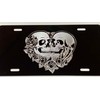 Engraved Skeleton Skull Lovers Car Tag Diamond Etched Vanity Front