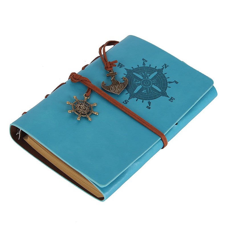 EvZ Leather Writing Journal Notebook, 7 Inches Vintage Nautical Spiral