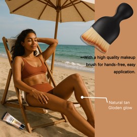 100ml Self Tanning Lotion, Tanning Moisturiser, Gloden Glow Fake Tan Cream with Tanning Brush, Tan Accelerator for Face & Body, Streak-Free Quick Dry Deep Hydrating, Cocoa Butter