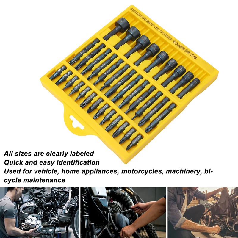 35Pcs Screwdriver Bit Set Magnetic S2 Steel 1/4in Hex Shank