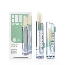 BELWEDER - x2 Protective Lip Balm with Aloe Vera, Vitamin E, Cottonseed Oil - Protect, Moisture and Regeneration of Lips - Transparent Balm for Men and Women - 2 Sticks of 3.5 g