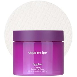 Papa Recipe Eggplant Clearing Peeling Pad Toner 70pads, Dual-Textured Facial Toner Pads for Exfoliation and Pore Care, Improve Skin Texture, Korean Skincare
