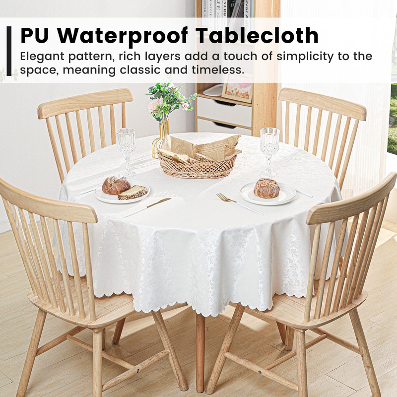 Vinyl Lace Tablecloth Round Heavy Duty Jacquard Tablecloth Waterproof Splashproof
