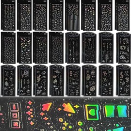 OQXEJPHFN 48 Sheets Korean Deco Stickers, Kpop Photocard Stickers, Self Adhesive Holographic Star Moon Decals