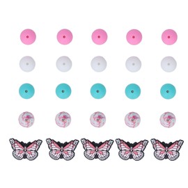 20Pcs Round Beads 5Pcs Butterfly Shaped Beads DIY Kit for Necklace Bracelet Keychain Crafts