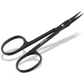 Tijeras para cutículas, color negro, con punta de torre, acero inoxidable, superficie de corte curvada