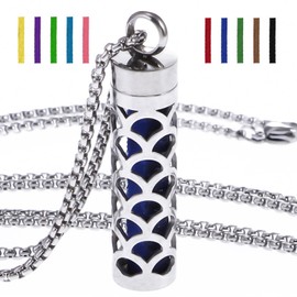 YWLI Essential Oil Diffuser Necklace, Aromatherapy Locket Pendant Necklace Stainless Steel Diffuser Necklace Pendant with 10 Pcs Refill Pads for Men Women (Fan Shape)