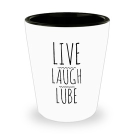 HollyWood & Twine Live Laugh Lube Ceramic Shot Glass
