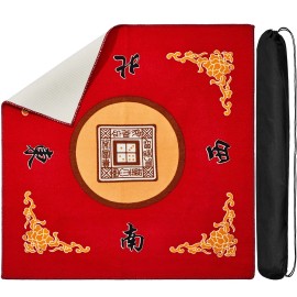 Juexica Mahjong Mat with Bag, Anti Slip Noise Reduction Table Cover Board Gam...