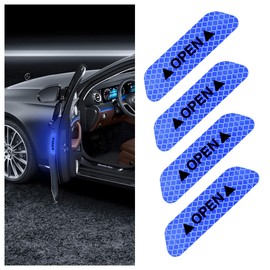 4PCS Car Door Open Warning Reflective Stickers, Night Visibility Car Anti-Collision Protective Strip Tape, Auto Safety Prompt Decals, 3.6 Inch Universal Car Decoration Accessories for Truck, Van, SUV