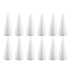 Happyyyami 12pcs White Polystyrene Foam Cones DIY Craft Christmas Tree 10cm