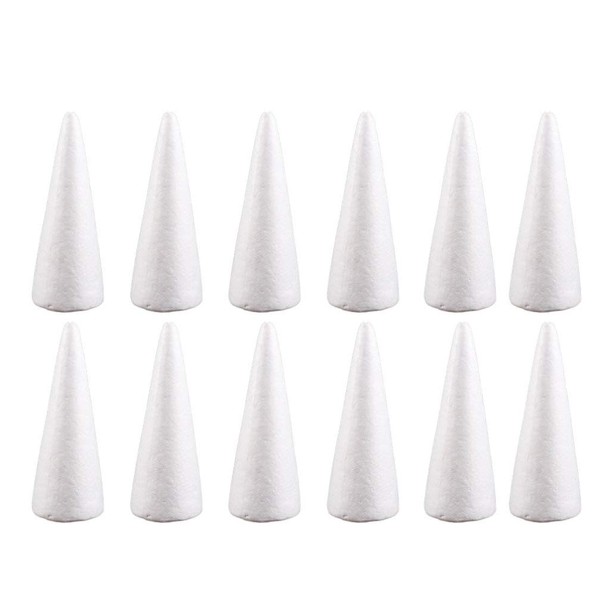 Happyyyami 12pcs White Polystyrene Foam Cones DIY Craft Christmas Tree